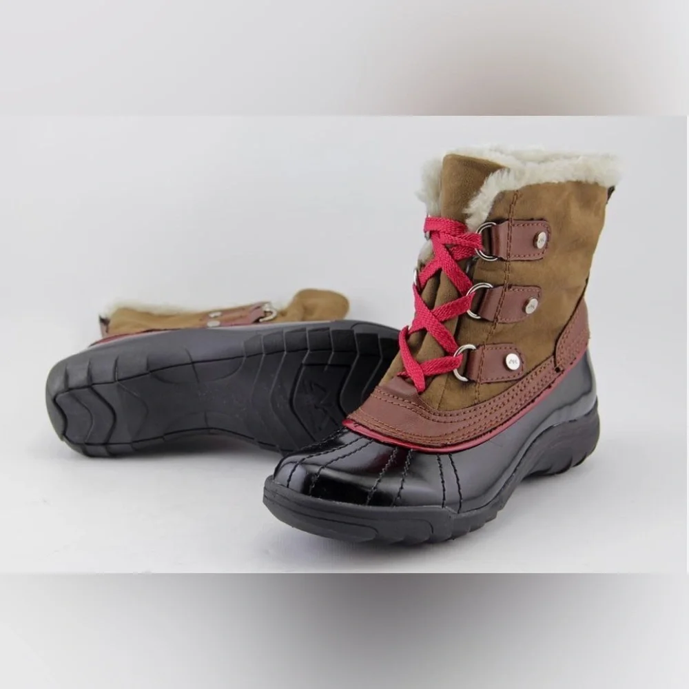 Anne Klein Brown, Black and Red Winter Duck  Boots Size 6 Women’s